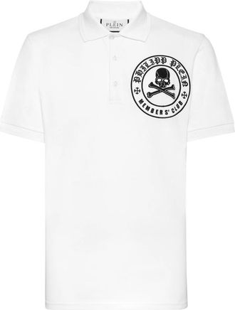 Philipp Plein Polo Shirt Skull & Bones - Heren - Polos - Wit - 4XL - Katoen - Tops