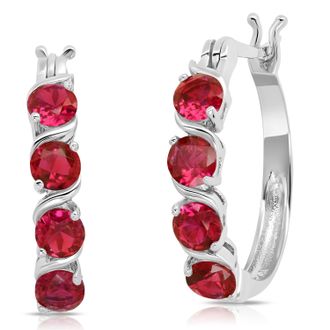 MAX + STONE Sterling Silver Round Gemstone Statement Hoop Earrings