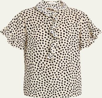 Chlo&eacute; Dot-Print Organic Silk Crepe De Chine Blouse