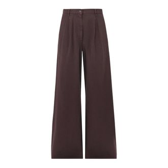 Max Mara Dames, Broeken, Bruin, Maat: 2XL Katoen