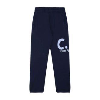 C.P. Company Blue Logo Print Joggers - male - C.P. Company - Sweatpants - Blue - 4 Y - Kids