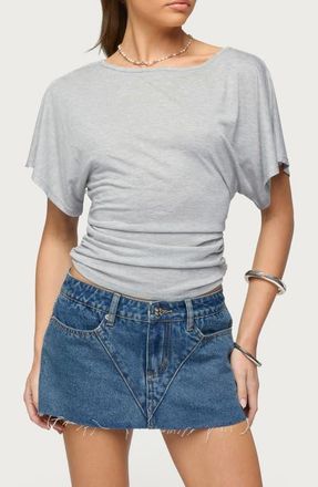 Edikted Abriana Ruched Waist Top in Gray-Melange at Nordstrom, Size X-Large