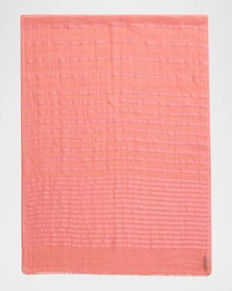 Giorgio Armani Striped Linen-Cotton Jacquard Stole, 80 x 28