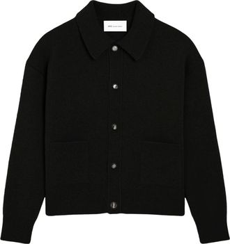 Ami Shirt Collar Cardigan - Heren - Truien - Zwart - Maat: S Wol