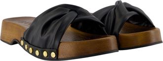 Ganni Womens Tia Fairy Mule Black Calfskin