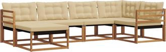 vidaXL Conjunto De Sof&aacute;s De Exterior 6 Uds. Natural Y Beige Vidaxl