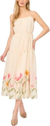 Ted Baker Eline Floral Print Midi Dress in Antique White at Nordstrom, Size X-Small