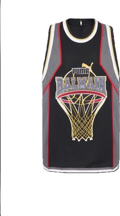 Balmain MenS Black Grey Gold Sleeveless Technical Tank, Size 3XL