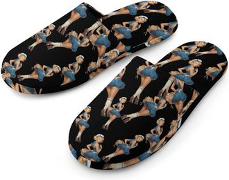 Generic Sailor1 Pinup Mens Cozy Memory Foam Slippers Warm Cotton House Shoes Comfy Slipper for Indoor Outdoor