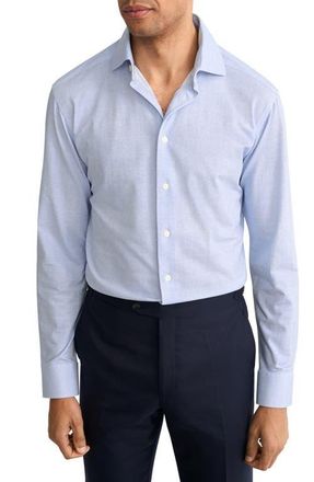 Eton Slim Fit Check Stretch Jersey Dress Shirt in Light Blue at Nordstrom, Size 16.5