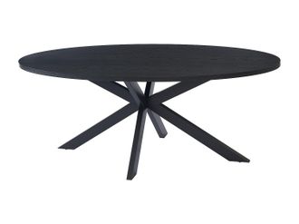 Vente-Unique Mesa de comedor para 8 personas chapada en roble y metal - Negro - LINIOMA
