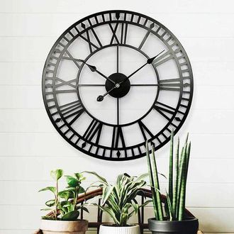 OEM Reloj De Jard&iacute;n Resistente A La Intemperie - Retro - N&uacute;meros Romanos - Vintage - Sencillo - Hierro Forjado - Reloj De Exterior - Funciona Con Pilas - 