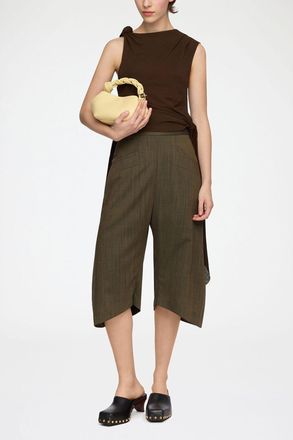 Ganni Canteen Capri Trousers in Brown Wool Melange - Size 32 Recycled