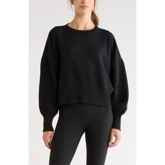 Zella Cloud Fleece Relaxed Sweatshirt in Black at Nordstrom, Size Xx-Large