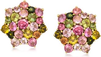 Ross-Simons Multicolored Tourmaline Cluster Earrings in 10kt Yellow Gold
