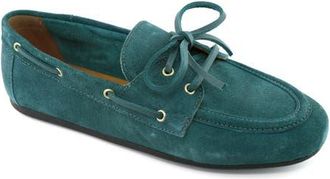 Marc Joseph New York Grove Street Slip On Leather Tiebow Loafer in Atlantic Blue Suede at Nordstrom, Size 8.5