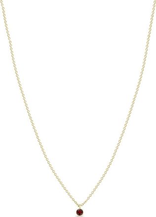 Zo&euml; Chicco 14K Gold Bezel Birthstone Necklace in Yellow Gold/Garnet at Nordstrom, Size 16 In