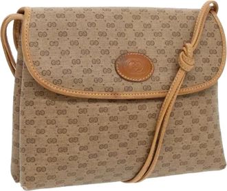 Gucci Pre-owned Canvas gucci-bags - Dames - Vintage Schoudertas - Beige - ONE Size - Leer - Vintage