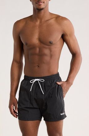BOSS Lee Swim Trunks in Black at Nordstrom Rack, Size Xx-Large