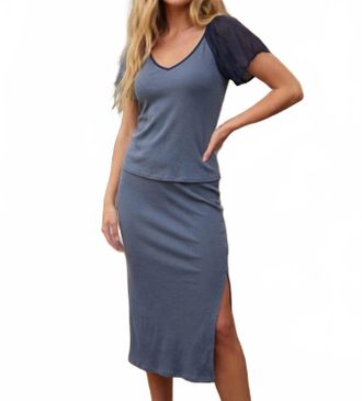 Maven West Knit Slit Skirt In Denim
