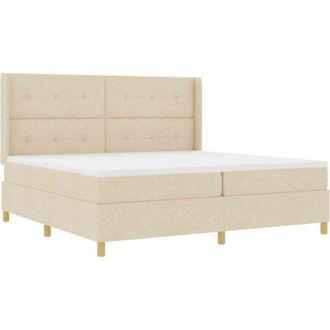 vidaXL Box Spring Bed with Mattress Cream 200 x 200 cm Fabric vidaXL