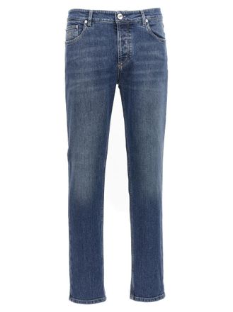 Brunello Cucinelli Blue Logo embroidery stretch jeans