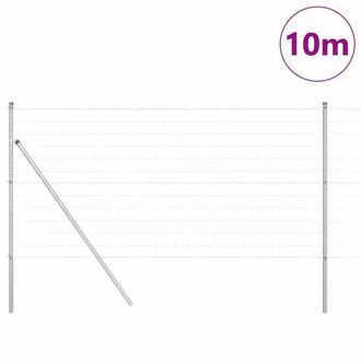 Berkfield Home Modern Euro Fence with 7 Posts 1.2x10 m Galvanised Steel in Silver