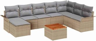 vidaXL Garden Sofa Set 9 pcs Beige and Light Grey Poly Rattan vidaXL