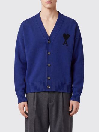Ami Cardigan in lana con scollo a V e logo a contrasto