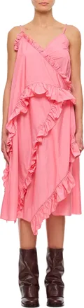 Cecilie Bahnsen Asymmetrical Ruffle Midi Dress In Light Taffeta