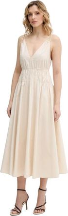Pinko Amie Jurk - Dames - Casual kleedjes - Beige - S - Katoen - Kleedjes