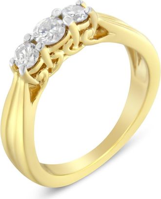 House of Brilliance 10K Yellow Gold Three-stone 1/2 Cttw Diamond Ring at Nordstrom, Size 7.75
