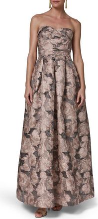 DKNY Metallic Floral Jacquard Gown in Snow Petal at Nordstrom, Size 14