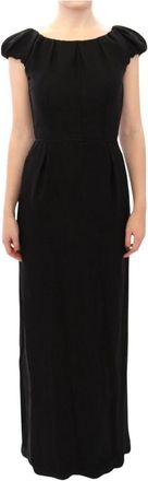 Dolce & Gabbana Zijden Jurk met Korte Mouwen - Dames - Avondkleed - Zwart - S - Kleedjes