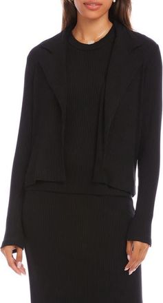 Karen Kane Notch Lapel Rib Jacket in Black at Nordstrom, Size X-Large