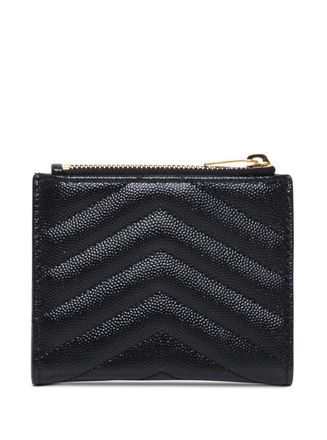 Saint Laurent Womens Wallet Chevron Black Leather Calfskin
