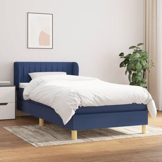 vidaXL Cama Box Spring Con Colch&oacute;n Tela Azul 90x200 Cm Vidaxl