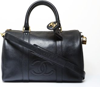 Chanel Black Grained Calfskin Boston Bag (Pre-Owned)