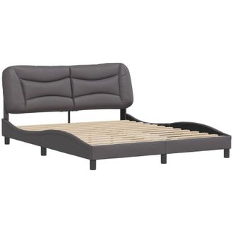 vidaXL Vidaxl - Estructura De Cama Sin Colch&oacute;n Cuero Sint&eacute;tico Gris 160x200 Cm