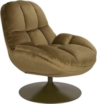 Mathi Design Sill&oacute;n giratorio de terciopelo verde