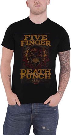 Five Finger Death Punch Mens Howe Eagle Crest Regular Fit Crew Neck Short Sleeve T - Shirt, Black (Black Black), Medium (Manufacturer Size:Medium)