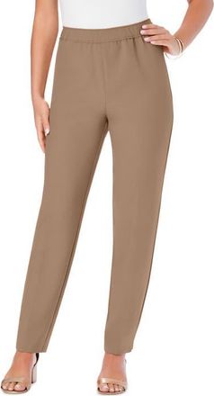 Roaman's Plus Size Classic Bend Over Structured Straight Leg Pull-On Pant in Brown Sugar at Nordstrom, Size 40Short