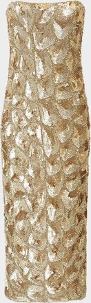 Halston Heritage Sigrid Strapless Sequin Midi Dress