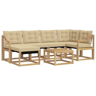 vidaXL Conjunto De Sof&aacute;s De Exterior Con Coj&iacute;n 7 Pcs Y Beige Vidaxl