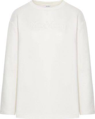 Max Mara Womens Crewneck Cotton Sweatshirt - Ivory - Size Medium