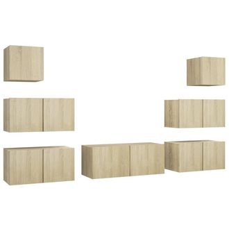 Berkfield Home 7 Piece TV Cabinet Set Sonoma Oak Engineered Wood in Tan