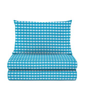 KASANOVA Completo letto singolo quadretti azzurri