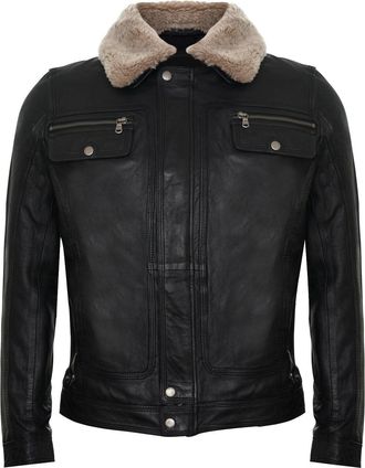 Infinity Leather Mens Trucker Shirt Leather Jacket-Galway