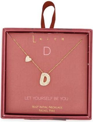 Leith Cubic Zirconia Heart & Bubble Initial Pendant Necklace in D- Clear- Gold at Nordstrom Rack