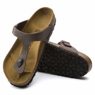 Birkenstock Womens Gizeh Birko-Flor Sandals In Mocha Nubuck